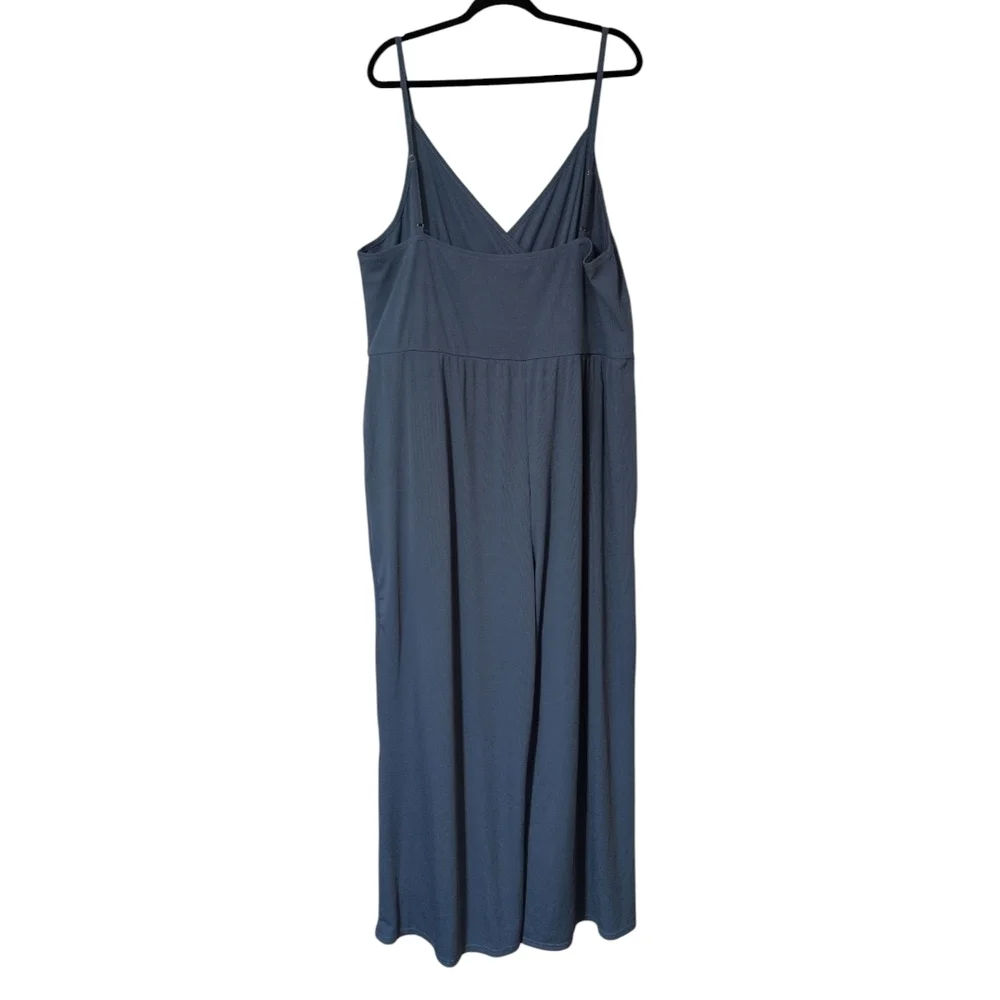 CIDER Blue V-neck Cami Wide Leg Jumpsuit W/ Pockets - Picture 4 of 8